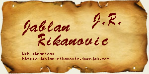 Jablan Rikanović vizit kartica